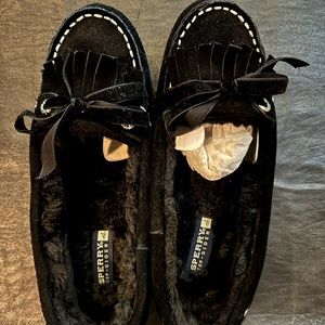 Sperry Top Sider Holly Kt Suede Black Loafer Moccasin 7M New in box